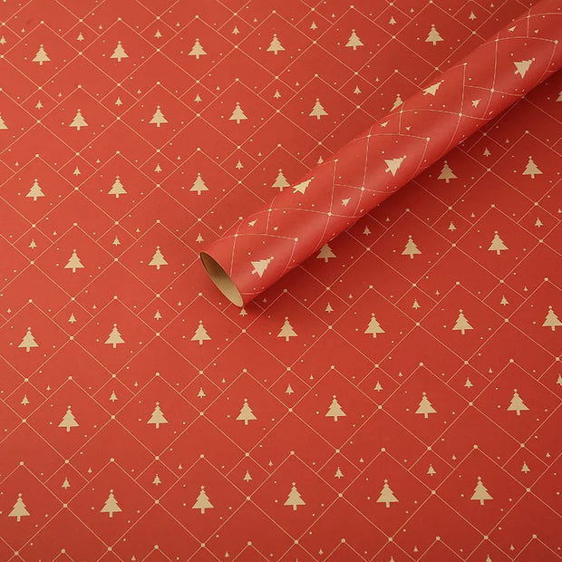 1/6pcs Christmas Wrapping Paper Vintage Kraft Paper Christmas Tree Snowflake Pattern Gift Wrapping Paper Bouquet Wrapping Paper