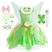 Kid Girls Princess Fairy Costume Tinker Bell Tutu Dress Sleeveless Wing Princess Girl Costume Cosplay Carnival Halloween Party