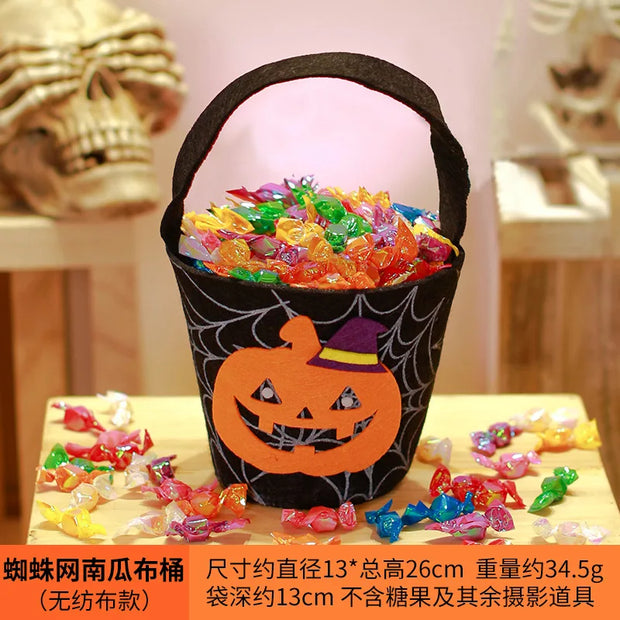 Halloween Theme Candy Bucket Bag Portable Candy Basket Kids Trick or Treat Bucket Halloween Party Decoration Supplies