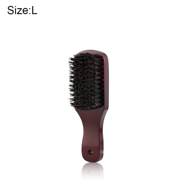 Men Beard Brush Wood Handle Boar Bristle Moustache Cleaning Brush Hairdressing Anti Static Barber Hair Styling Comb Shaving Tool