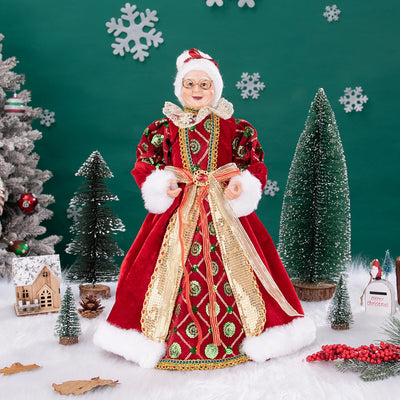 Christmas Tree Decor Sequin Mrs Claus Figurines Home Decoration Christmas Holiday Collection 48CM Standing Grandma Santa Claus