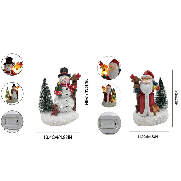 Christmas decorations, Santa Claus Snowman, Christmas holiday party decorations, LED lights, tabletop statues