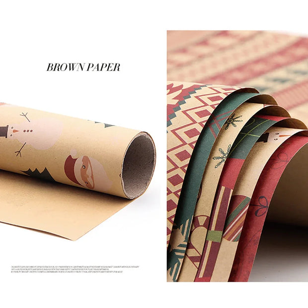 Christmas Kfrat Wrapping Paper Wedding Green Decoration Gift Wrap Artware Kraft Packing Paper Vellum New Year's Eve Decorations