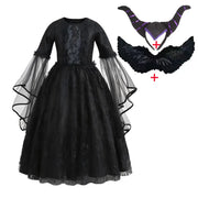 Disney Villain Role Playing Maleficent Costume Girl Halloween Evil Queen Lace Dress Deluxe Maleficent Cosplay Apparel Vestidos
