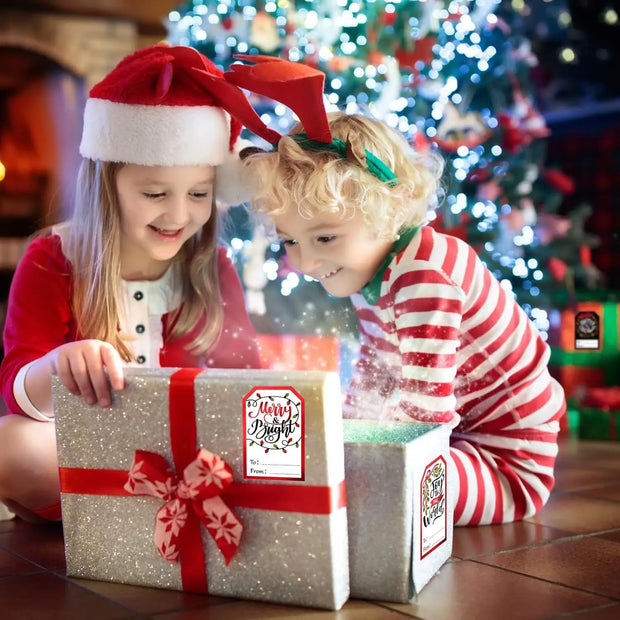 Christmas Gift Wrapping Label Stickers Holiday Celebration Write-On Tags Birthday Back-to-School Labels SantaClaus Seal Stickers