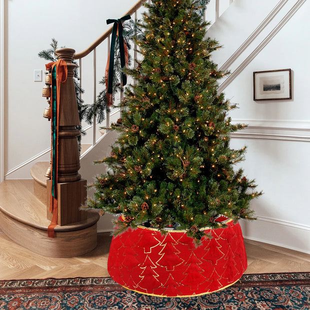Tree Bottom Surrounder Stereoscopic Skirt Replacement Christmas Tree Collar Family Party New Year Red Green Indoor Decoration