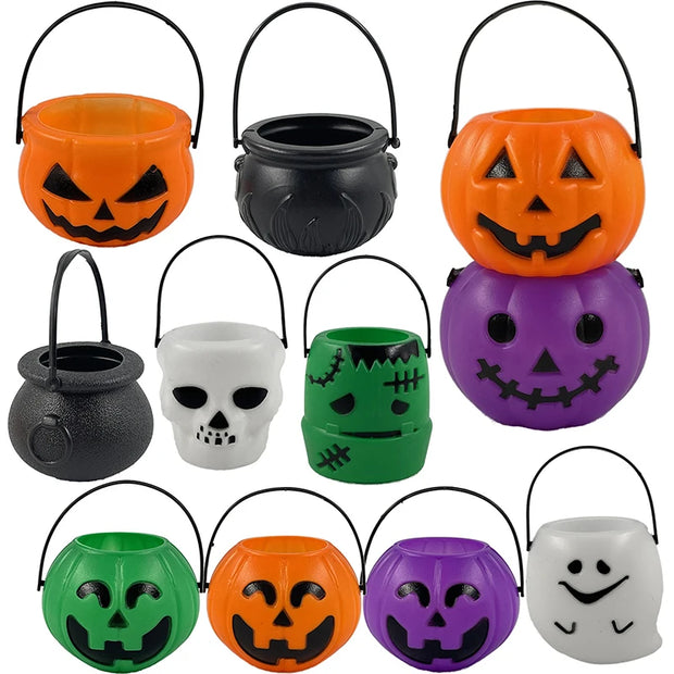 Halloween Candy Bucket White Green Purple Ghost Pumpkin Basket Kids Favor Candy Holder Trick Or Treat Halloween Party Decoration