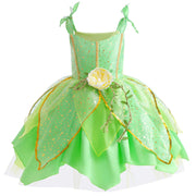 Kid Girls Princess Fairy Costume Tinker Bell Tutu Dress Sleeveless Wing Princess Girl Costume Cosplay Carnival Halloween Party