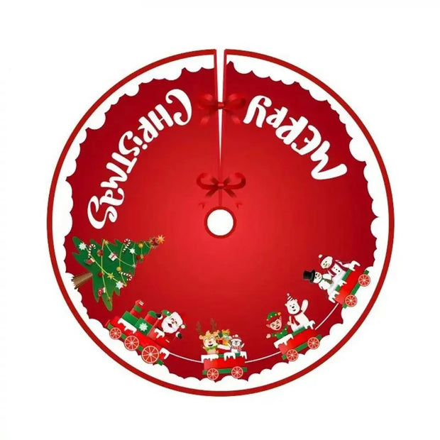90CM Cartoon Christmas Tree Skirt Crafts Tree Surround Base Set Merry Christmas Decorations for Home Xmas Ornaments Navidad