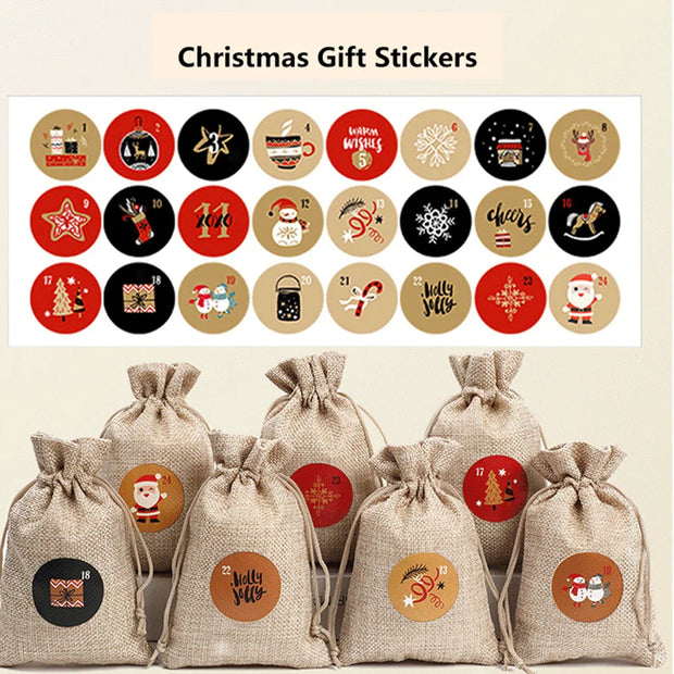 Christmas Countdown Stickers | Advent Calendar Labels | Gift Wrapping Decals | Self-Adhesive Tags | DIY Holiday Countdown Kit