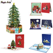 Merry Christmas Cards Christmas Tree Winter Gift Pop-Up Cards Christmas Decoration  Stickers Laser Cut New Year Greeting Cards