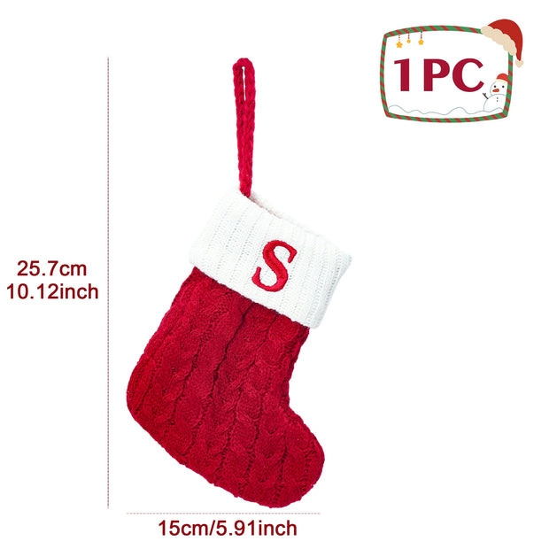 Christmas Socks Knitting Snowflake Letter Stocking Christmas Decoration For Home 2024 Xmas Tree Ornament Gift Navidad Natal 2024