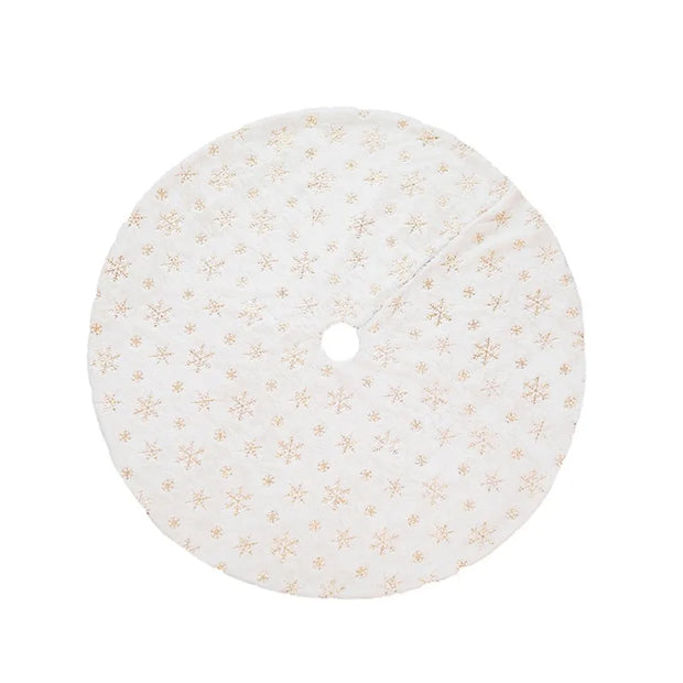 78-122CM Plush Christmas Tree Skirt White Snowflakes Faux Fur Xmas Trees Skirts Base Cover New Year Navidad Party Decor Carpet