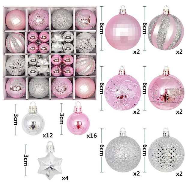 Christmas Tree Decoration 42PCS 6CM Balls Ornaments Set For Xmas Hanging Holiday Home Supplies Christmas Year Party Gifts New