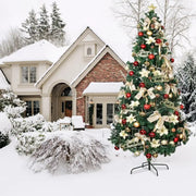 8FT Artificial Christmas Tree, Christmas Holiday Pencil Tree with Thick Branch Tips, Winter Party Decoration with Iron Base, Eas