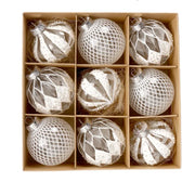 9PCS/8CM Christmas Ball Decorative Supplies Exquisite Painted Christmas Tree Pendant Ornament Home New Year Party Decoration
