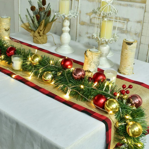 Christmas Garland Decoration,Artificial Pine Garland Decor for Outdoor Indoor Green Greenery Fireplaces Holiday Party Decoration