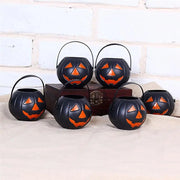 12Pcs Pumpkin Candy Bucket Decors Pumpkin Bucket Kids Candy Bucket Halloween Decorations And Props Black Mini Pumpkin Bucket