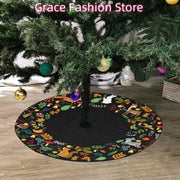 Forest Wreath Christmas Tree Skirt 36" Fall Tree Skirt Mushroom Fox Rabbit Deer Tree Mat for Thanksgiving Christmas