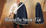 DAZCOS Medieval Tudor Cape Renaissance Cavalier Half Shoulder Shawl Black Hooded Shrug Ranger's Cloak LARP Costume Halloween