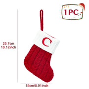 Christmas Socks Knitting Snowflake Letter Stocking Christmas Decoration For Home 2024 Xmas Tree Ornament Gift Navidad Natal 2024