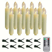 LED electronic candle simulation smokeless large tea wax light Christmas holiday range decoration with remote control 10Pcs set