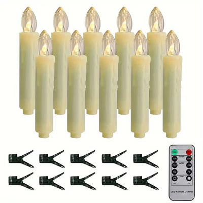 LED electronic candle simulation smokeless large tea wax light Christmas holiday range decoration with remote control 10Pcs set