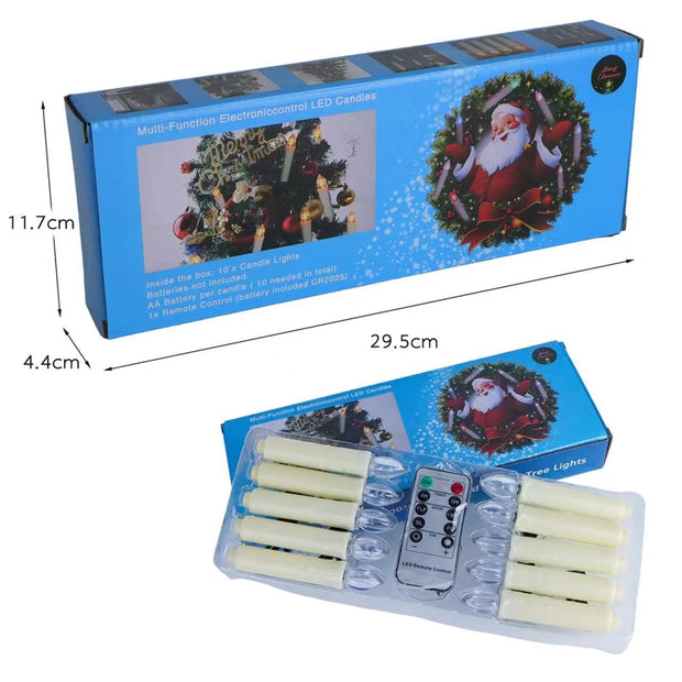 LED electronic candle simulation smokeless large tea wax light Christmas holiday range decoration with remote control 10Pcs set