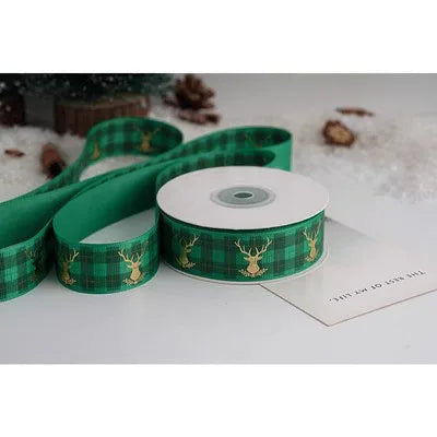 New 10/15/25mm 15 Meters Christmas Ribbon Printed Grosgrain Ribbon Tape For Handmade Design Christmas Decoration Gift Packing