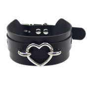 New Sexy Harajuku PU Leather Chain Heart Pendant Necklaces Women Men Punk Neck Gothic Black Pink Choker Necklace Cool Collar