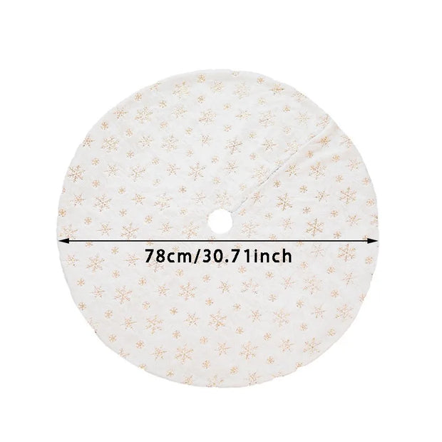 Luxury Faux Fur Christmas Tree Skirt Snowflake White Plush Mat Holiday Decor For Xmas New Year Home Ornament