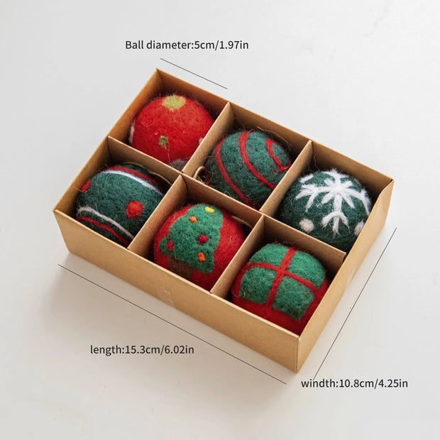 6 Christmas Decoration Felt Balls Small Hanging Christmas Snowflakes Snowman Garland Christmas Tree Decorations Christmas Gifts