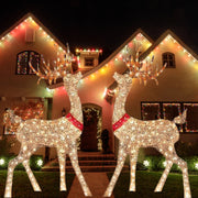 Lighted Christmas Deer Sleigh Outdoor Yard Decoration Winter Decoration For Front Yards, Creative Deer Christmas Outdoor Decor