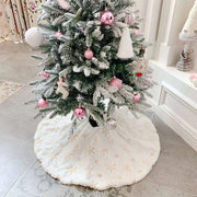78-122CM Plush Christmas Tree Skirt White Snowflakes Faux Fur Xmas Trees Skirts Base Cover New Year Navidad Party Decor Carpet