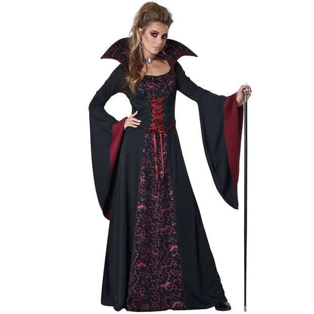 Carnival Halloween Lady Vintage Gothic Vampire Costume Glamour Witch Spooktacular Cosplay Fancy Party Dress