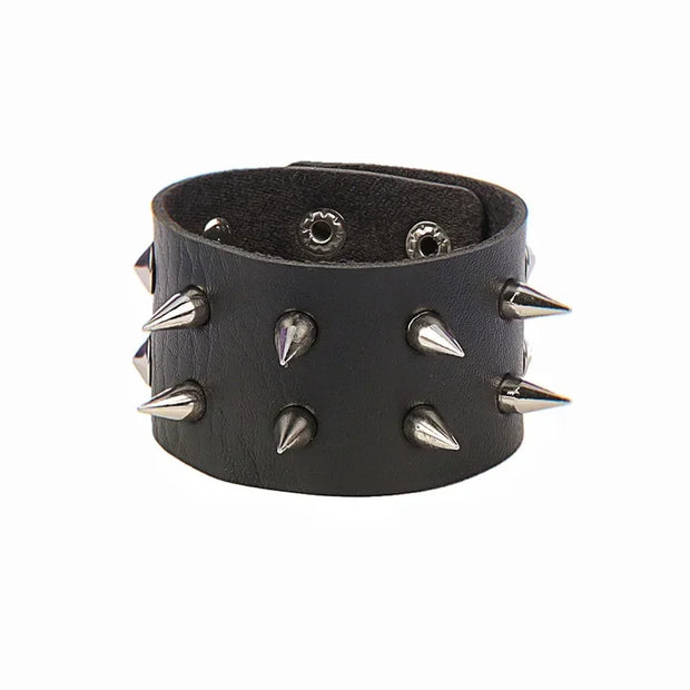 Hip Hop Rock PU Leather Bracelet Men and Women Punk Spikes Rivets Skull Heart Cross Creative Party Bracelet Jewelry Accessories