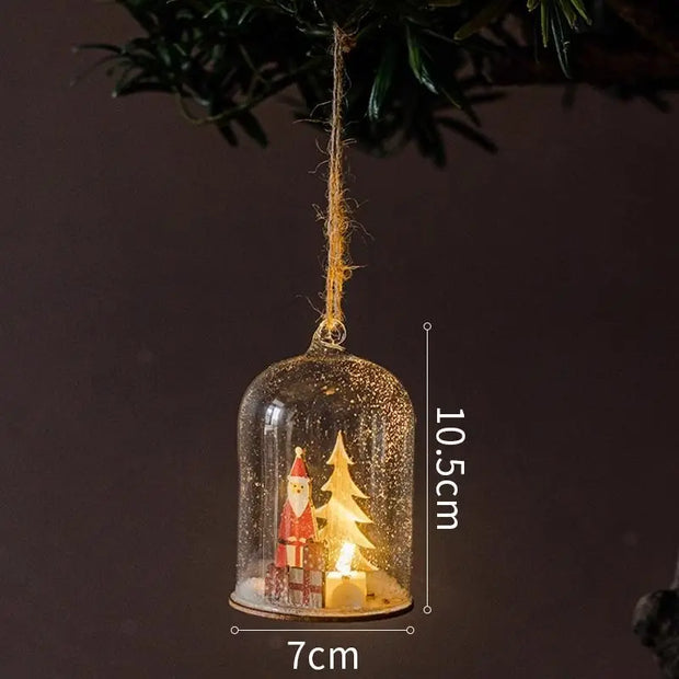 Luminous Lamp Hanging Decorations Christmas Ornaments Glass Lamp Balls Hanging Balls Santa Claus Reindeer Snowman Ornaments
