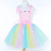 Pastel Flower Fairy Tutu Dress Costume for Girls Birthday Party Princess Dress Kids Halloween Carnival Butterfly Dress Up Outfit