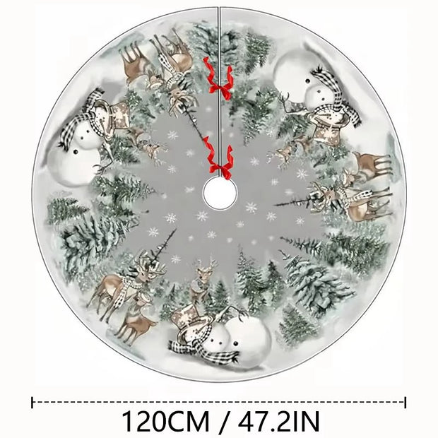 Snowman Reindeer Christmas Tree Skirt Snowflake Xmas Tree Mat Christmas Decorations For Home Winter Holiday New Year Gifts