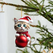 Cat Christmas Hanging Ornaments Cute Cartoon Acrylic Animals Xmas Tree Pendants Personalized Christmas Decor for Car Interior