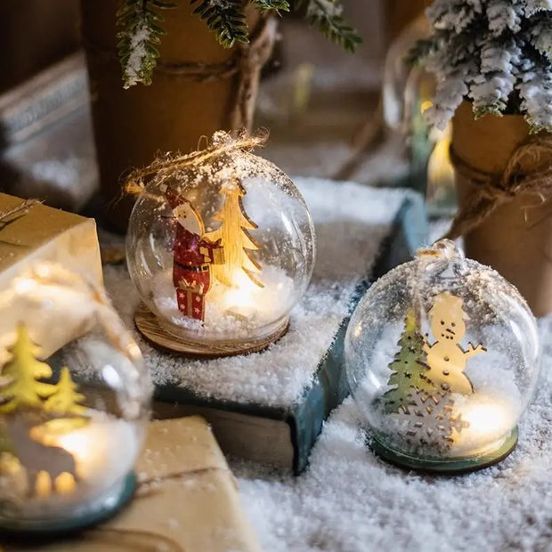 Luminous Lamp Hanging Decorations Christmas Ornaments Glass Lamp Balls Hanging Balls Santa Claus Reindeer Snowman Ornaments