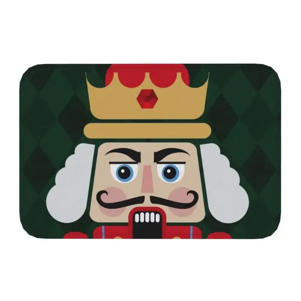 Nutcracker Doll Floor Door Kitchen Bath Mats Anti-Slip Indoor Christmas Soldier Toy Doormat Garage Entrance Rug Carpet Footpad