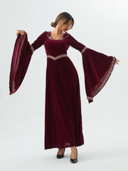 Medieval Retro Gothic Hoodie Witch Long Skirt Luxury Women's Party Dress Cosplay Vampire Halloween Adult Costume