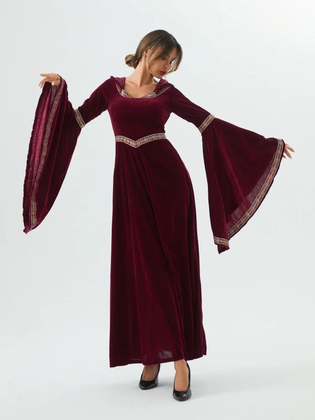 Medieval Retro Gothic Hoodie Witch Long Skirt Luxury Women's Party Dress Cosplay Vampire Halloween Adult Costume