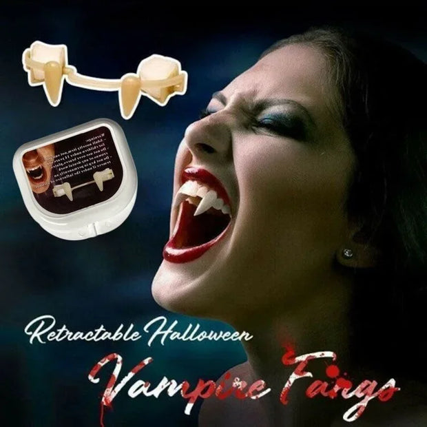 Retractable Vampire Teeth Halloween Vampire Fangs Dentures Vampire Teeth Horror Halloween Cosplay Party Decoration Fake Teeth