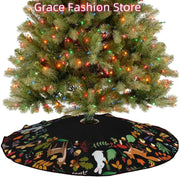 Forest Wreath Christmas Tree Skirt 36" Fall Tree Skirt Mushroom Fox Rabbit Deer Tree Mat for Thanksgiving Christmas