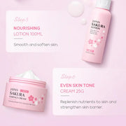 Sakura Facial Cleaner Korean Face Serum Anti Acne Peeling Gel Moisturize Fade Dark Circles Eye Cream Skin Care Set women gift