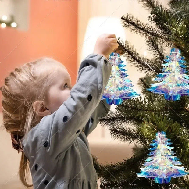 3D Christmas Tree Decorations Shiny Film Ornaments Glitter Christmas DIY  Iridescent Hanging Pendant Party Event Decor Suppliers