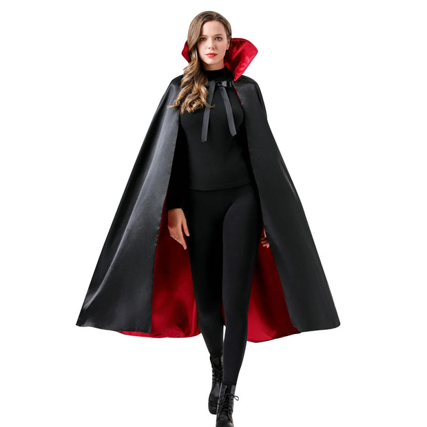 Halloween Vampire Costume Adult Kids Dracula Devil Witch Cosplay Cape Medieval Gothic Steampunk Death Cloak Lace-Up