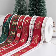 New 10/15/25mm 15 Meters Christmas Ribbon Printed Grosgrain Ribbon Tape For Handmade Design Christmas Decoration Gift Packing